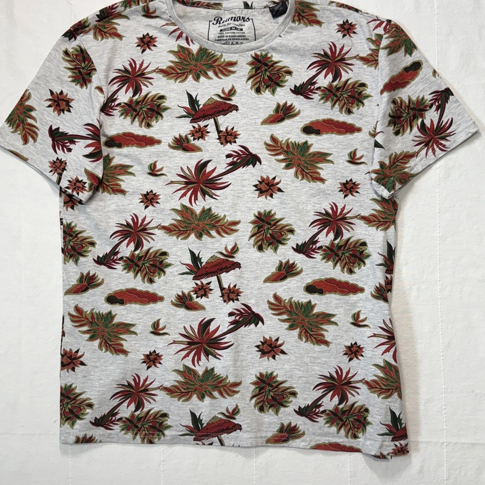Patterned T-Shirt with Tropical Print. Rumars. 100% COTTON. Size M